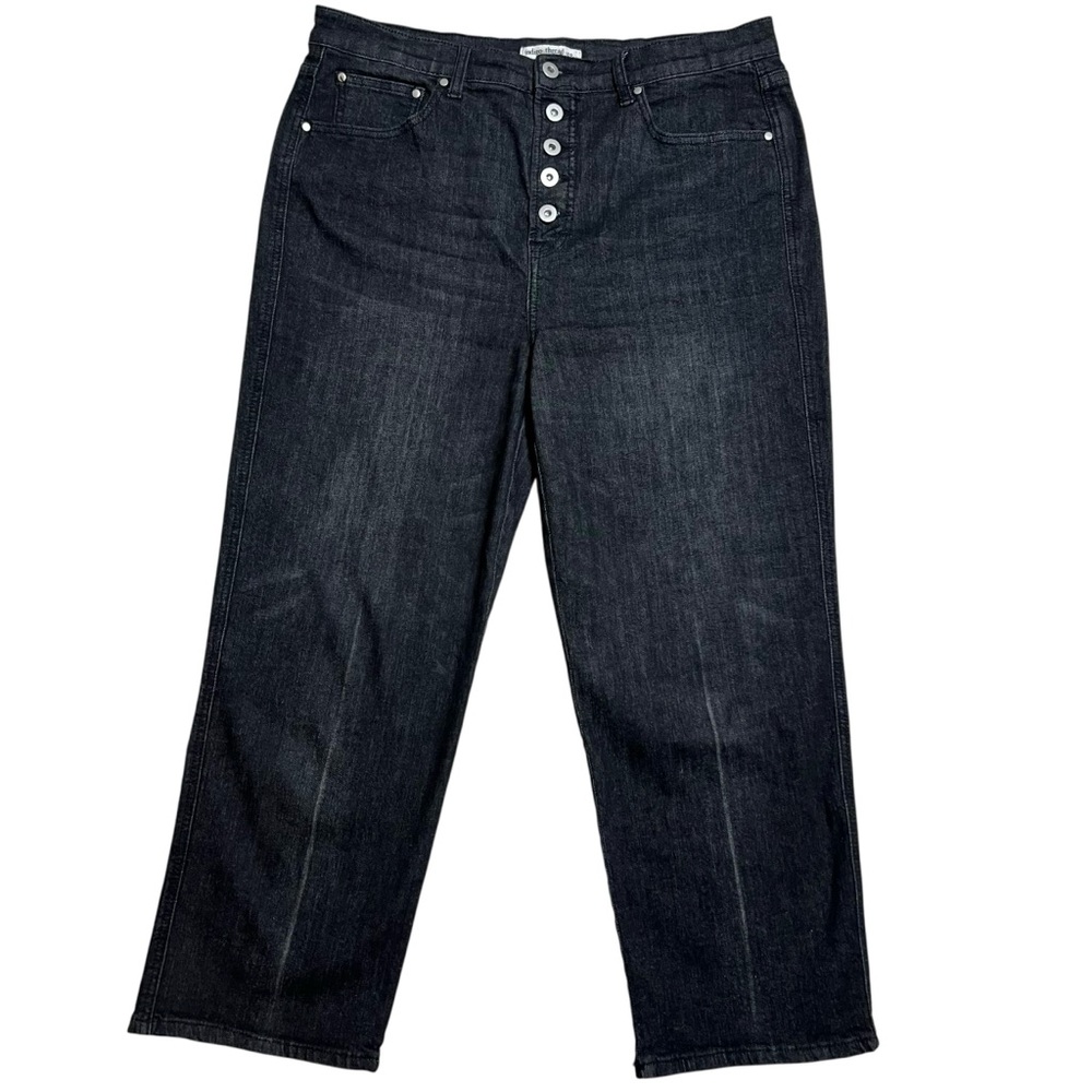 Indigo Thread Co Womens Black Sz 14 High Rise Stretch Jean Button Fly 26" Inseam